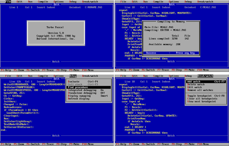 터보파스칼 스크린샷들